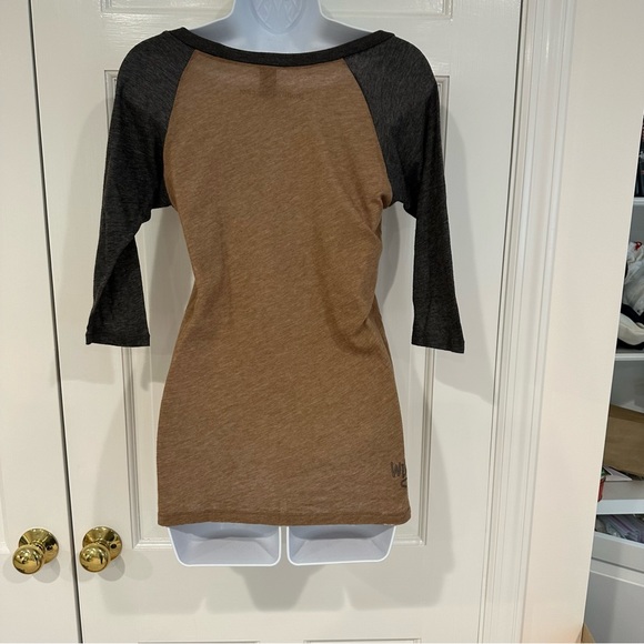 Alternative Apparel brown Buddha baseball tee shop wish list Greenwich yoga M - Picture 7 of 9